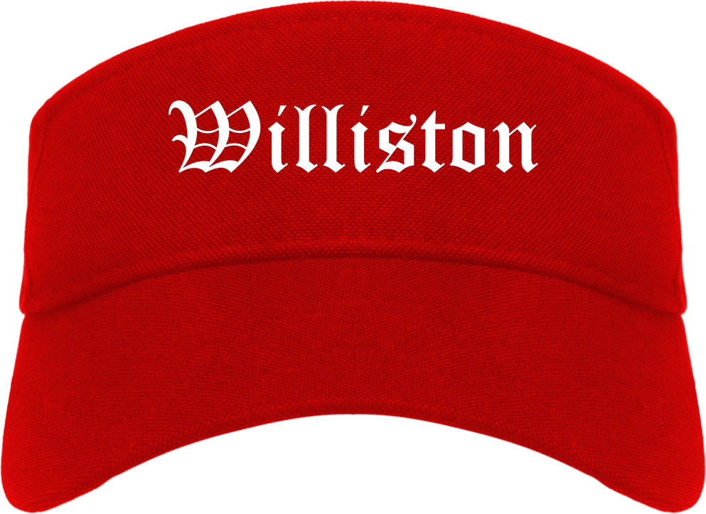 Williston North Dakota ND Old English Mens Visor Cap Hat Red