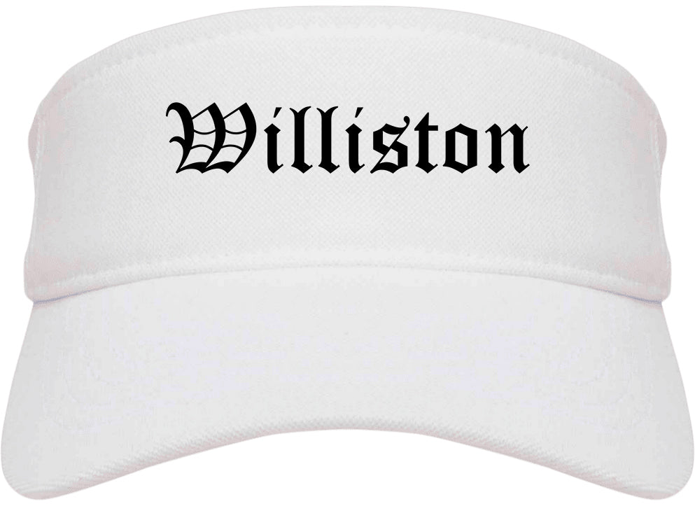 Williston North Dakota ND Old English Mens Visor Cap Hat White