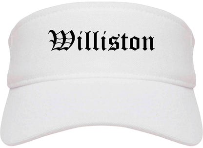Williston North Dakota ND Old English Mens Visor Cap Hat White