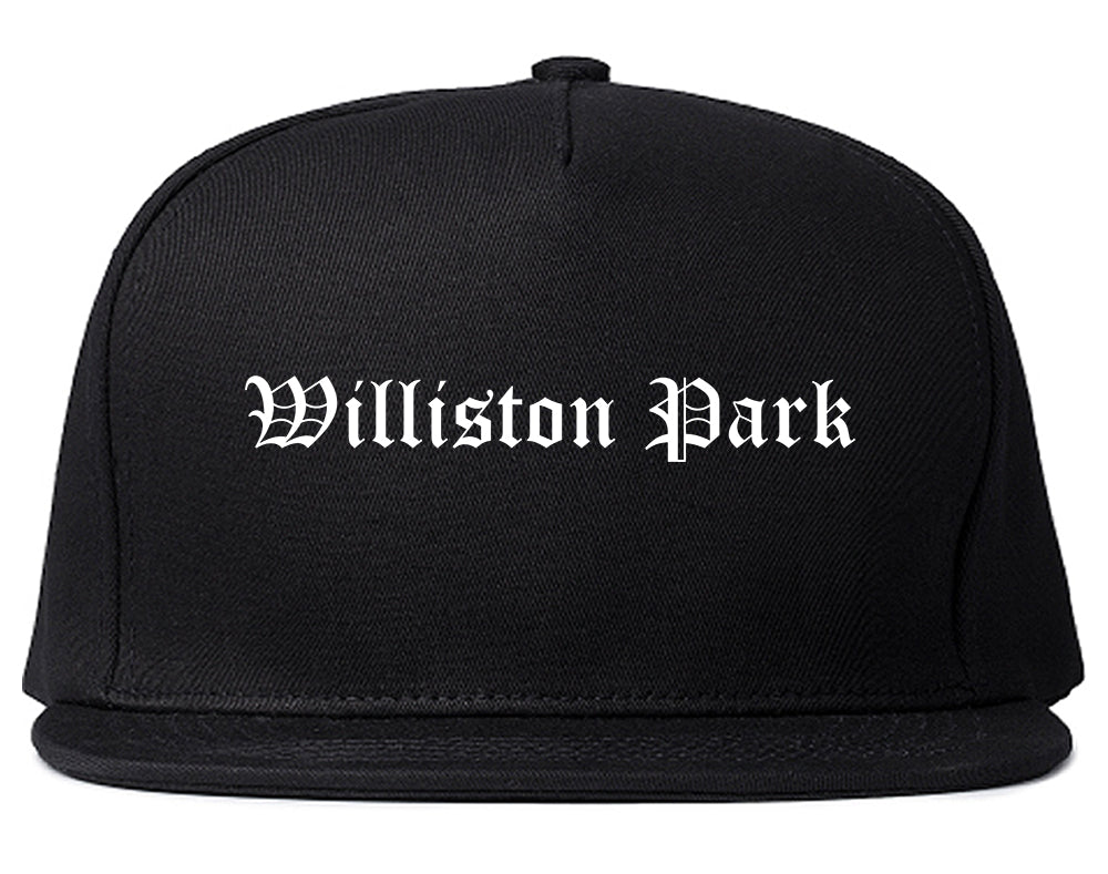 Williston Park New York NY Old English Mens Snapback Hat Black