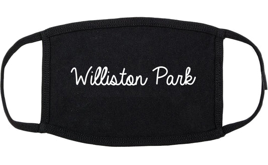 Williston Park New York NY Script Cotton Face Mask Black
