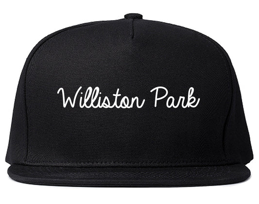 Williston Park New York NY Script Mens Snapback Hat Black