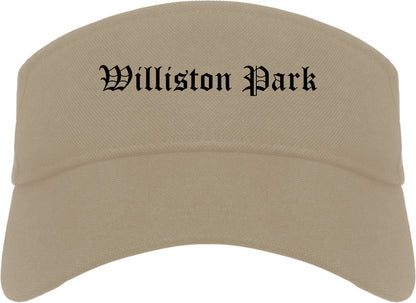 Williston Park New York NY Old English Mens Visor Cap Hat Khaki