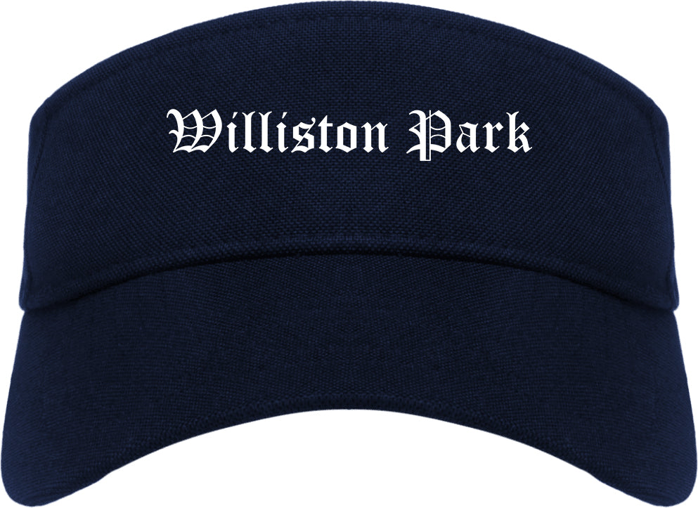 Williston Park New York NY Old English Mens Visor Cap Hat Navy Blue
