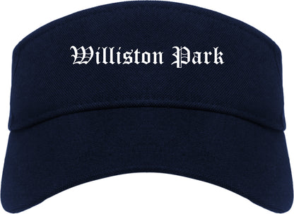 Williston Park New York NY Old English Mens Visor Cap Hat Navy Blue
