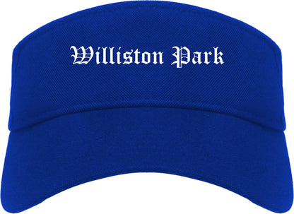 Williston Park New York NY Old English Mens Visor Cap Hat Royal Blue