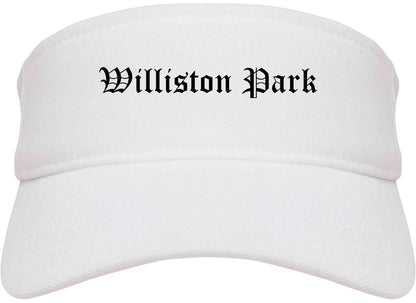 Williston Park New York NY Old English Mens Visor Cap Hat White