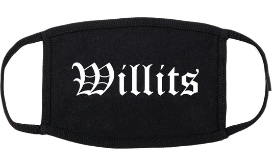 Willits California CA Old English Cotton Face Mask Black