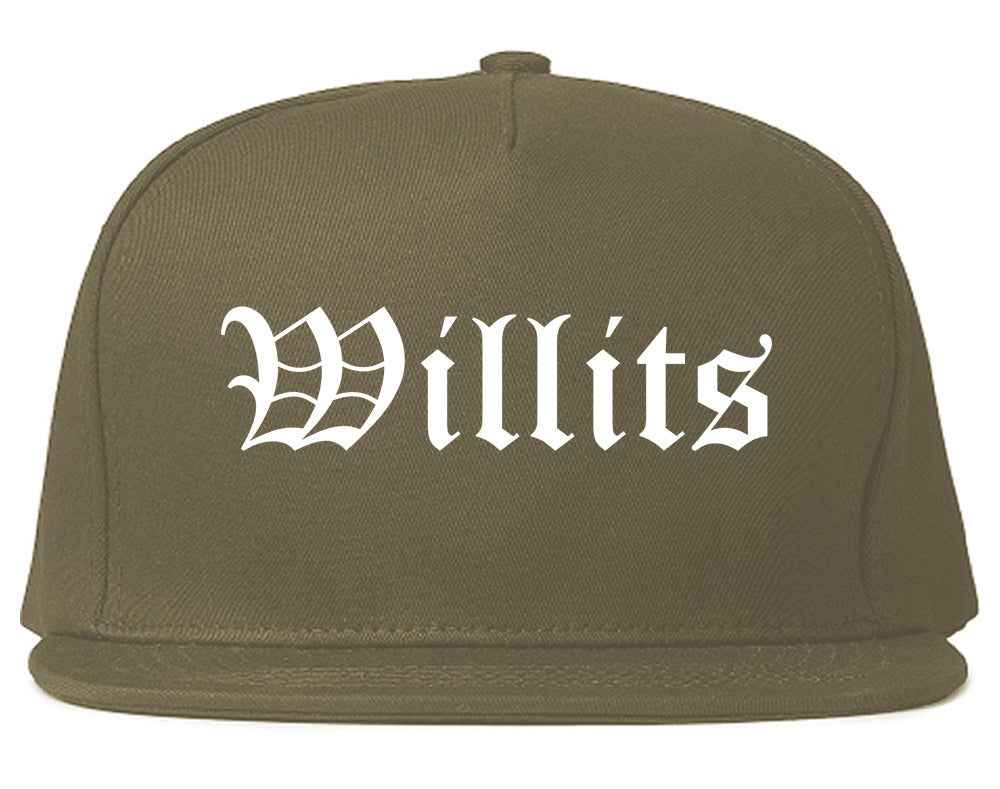 Willits California CA Old English Mens Snapback Hat Grey