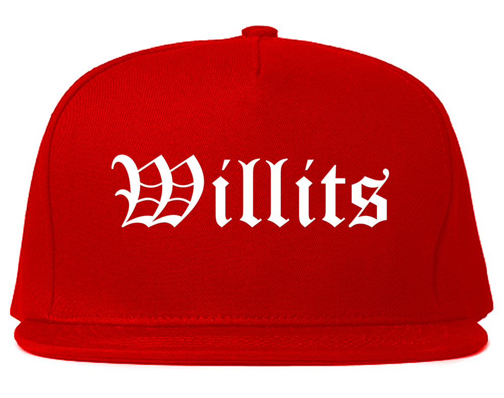 Willits California CA Old English Mens Snapback Hat Red