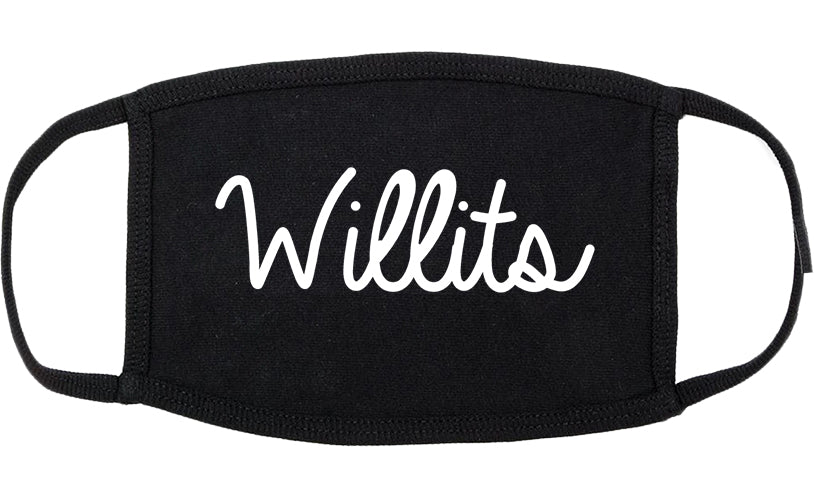 Willits California CA Script Cotton Face Mask Black