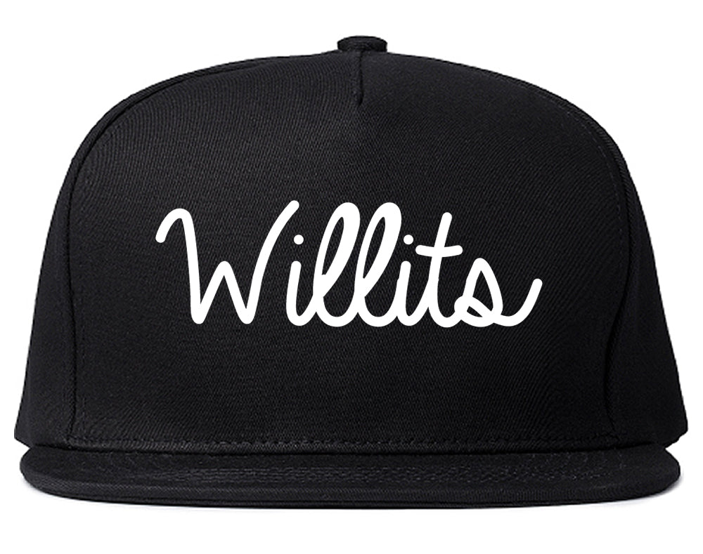 Willits California CA Script Mens Snapback Hat Black
