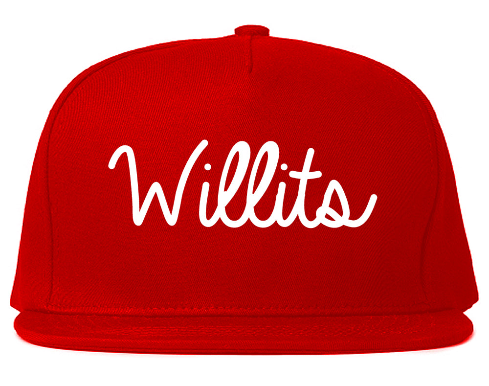 Willits California CA Script Mens Snapback Hat Red