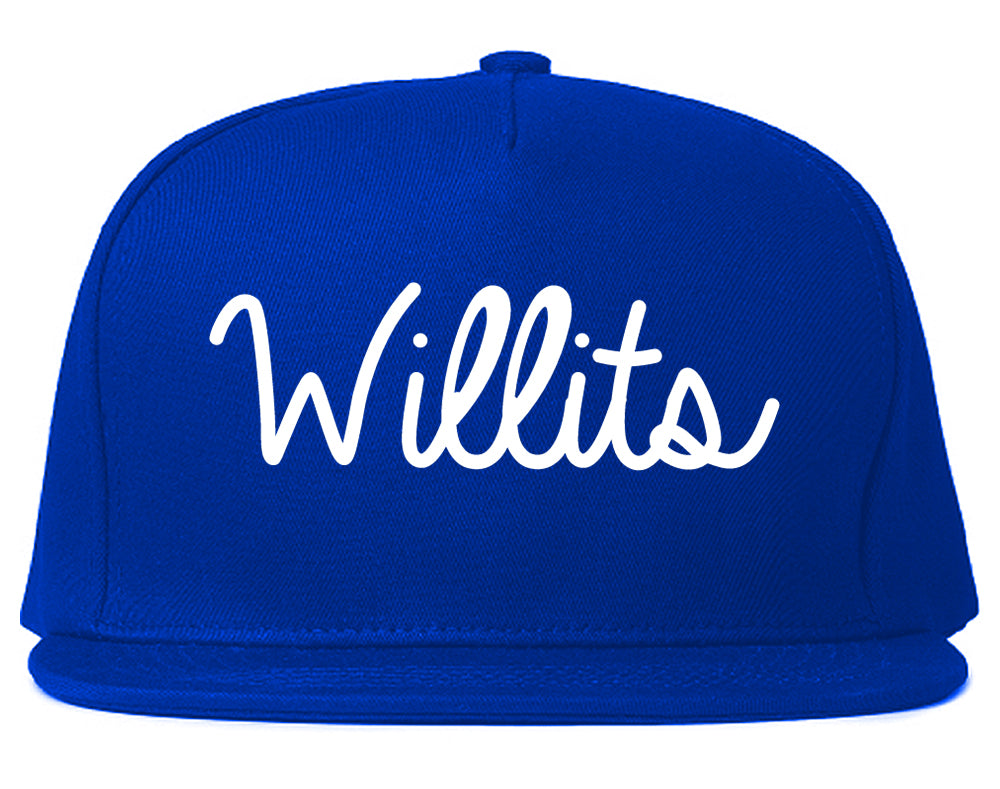 Willits California CA Script Mens Snapback Hat Royal Blue
