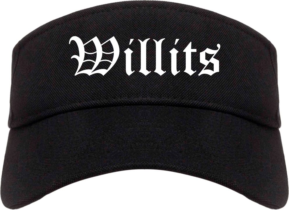 Willits California CA Old English Mens Visor Cap Hat Black