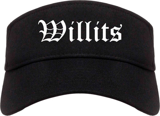 Willits California CA Old English Mens Visor Cap Hat Black