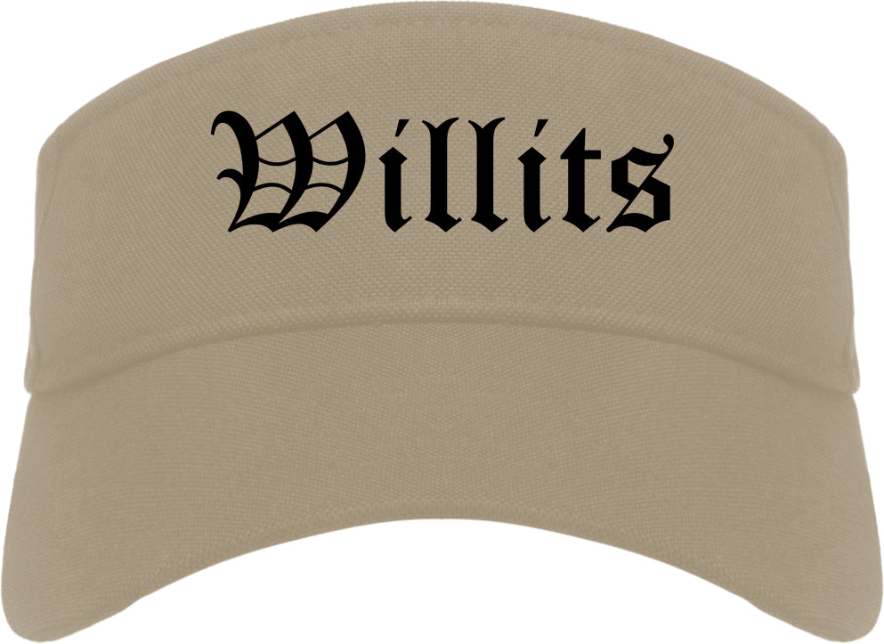 Willits California CA Old English Mens Visor Cap Hat Khaki
