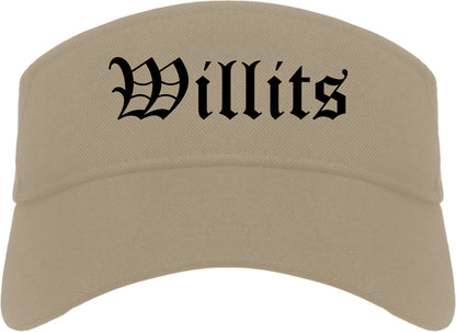 Willits California CA Old English Mens Visor Cap Hat Khaki