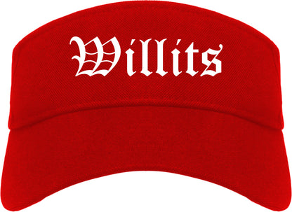 Willits California CA Old English Mens Visor Cap Hat Red