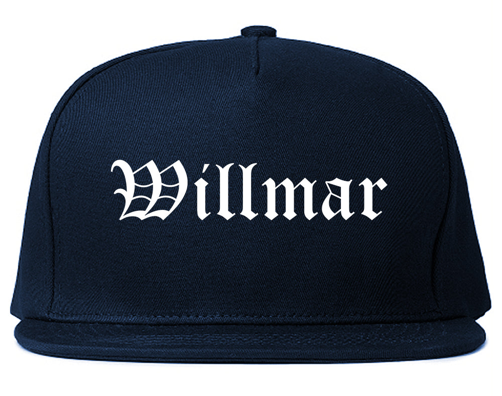 Willmar Minnesota MN Old English Mens Snapback Hat Navy Blue