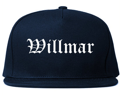 Willmar Minnesota MN Old English Mens Snapback Hat Navy Blue