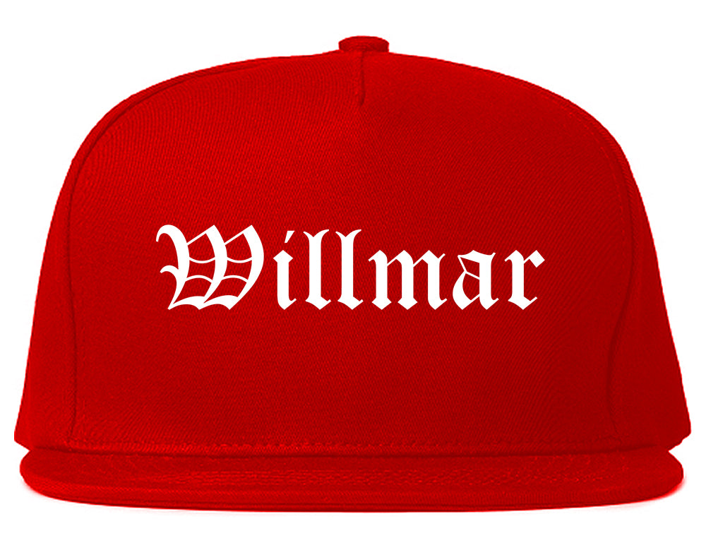 Willmar Minnesota MN Old English Mens Snapback Hat Red