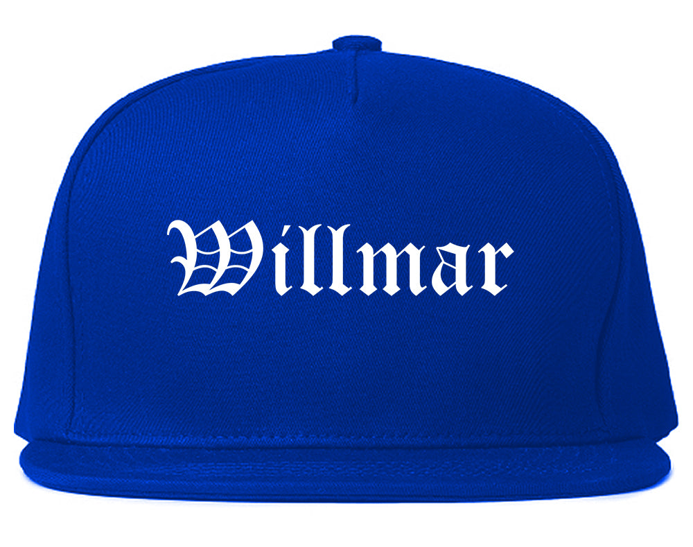 Willmar Minnesota MN Old English Mens Snapback Hat Royal Blue