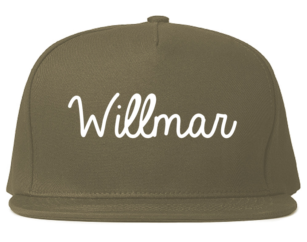 Willmar Minnesota MN Script Mens Snapback Hat Grey