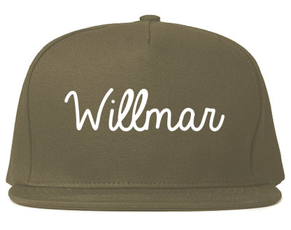 Willmar Minnesota MN Script Mens Snapback Hat Grey