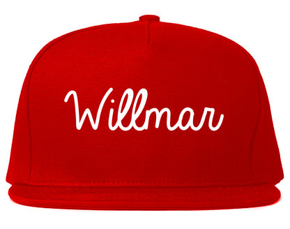 Willmar Minnesota MN Script Mens Snapback Hat Red