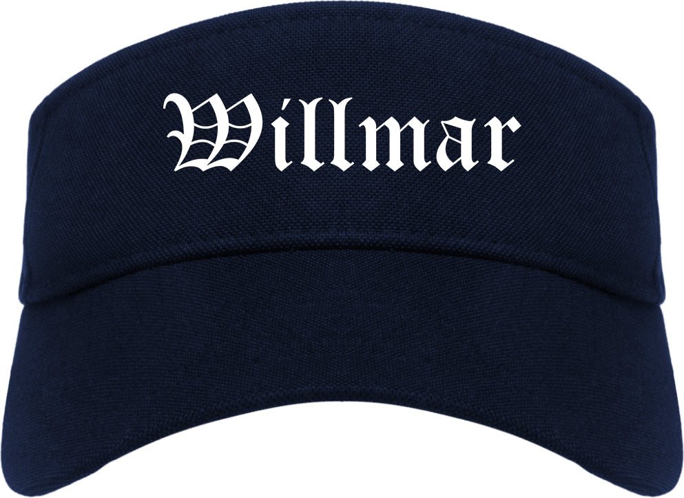 Willmar Minnesota MN Old English Mens Visor Cap Hat Navy Blue