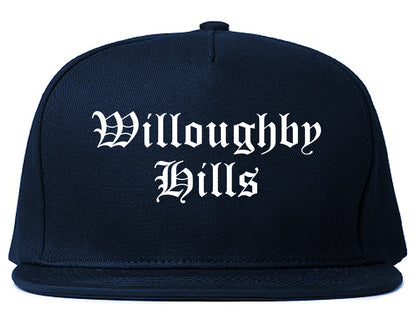 Willoughby Hills Ohio OH Old English Mens Snapback Hat Navy Blue