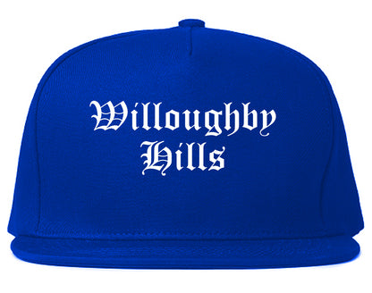 Willoughby Hills Ohio OH Old English Mens Snapback Hat Royal Blue