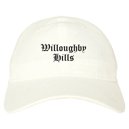 Willoughby Hills Ohio OH Old English Mens Dad Hat Baseball Cap White