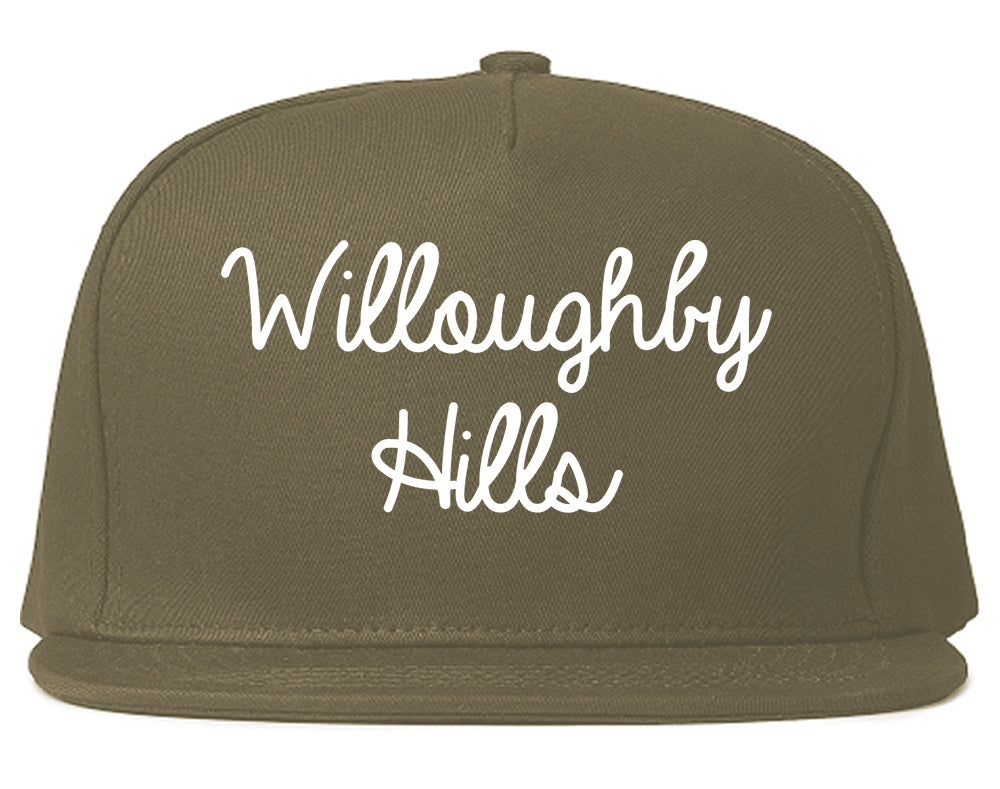 Willoughby Hills Ohio OH Script Mens Snapback Hat Grey