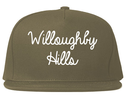 Willoughby Hills Ohio OH Script Mens Snapback Hat Grey