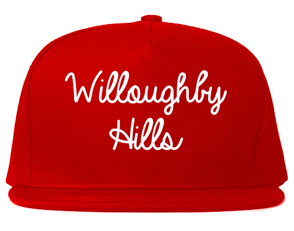 Willoughby Hills Ohio OH Script Mens Snapback Hat Red