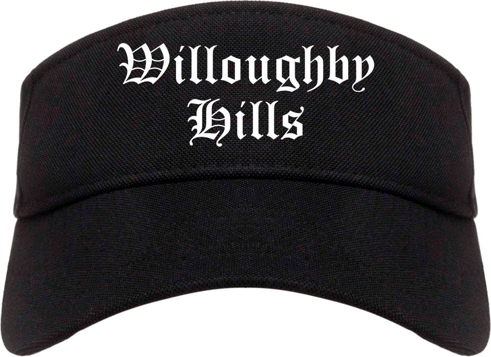 Willoughby Hills Ohio OH Old English Mens Visor Cap Hat Black