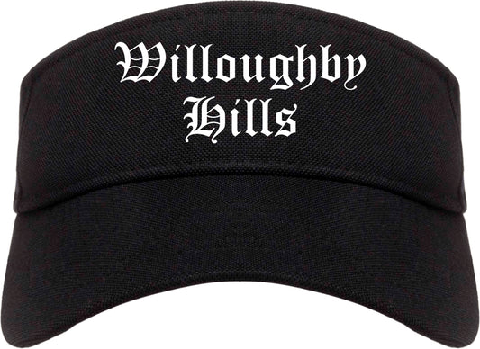 Willoughby Hills Ohio OH Old English Mens Visor Cap Hat Black