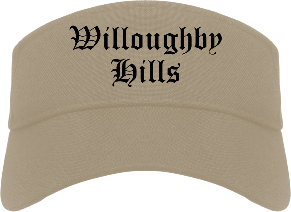 Willoughby Hills Ohio OH Old English Mens Visor Cap Hat Khaki