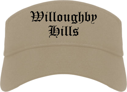 Willoughby Hills Ohio OH Old English Mens Visor Cap Hat Khaki