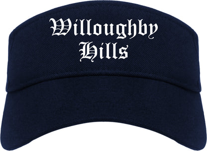 Willoughby Hills Ohio OH Old English Mens Visor Cap Hat Navy Blue