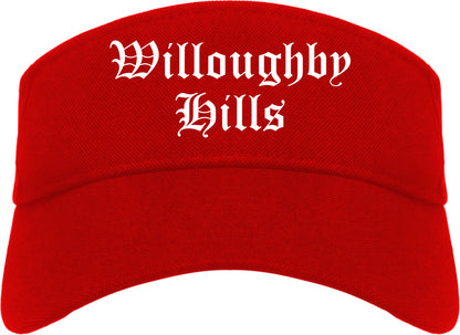 Willoughby Hills Ohio OH Old English Mens Visor Cap Hat Red