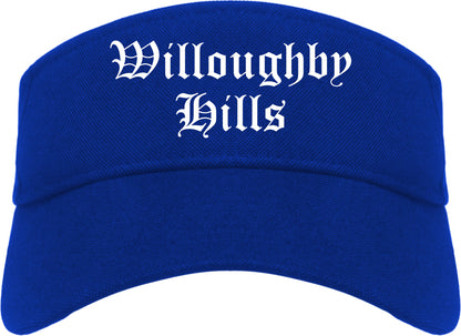 Willoughby Hills Ohio OH Old English Mens Visor Cap Hat Royal Blue