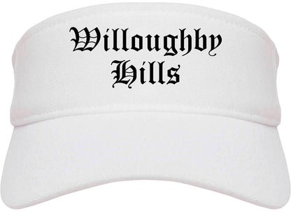 Willoughby Hills Ohio OH Old English Mens Visor Cap Hat White