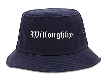Willoughby Ohio OH Old English Mens Bucket Hat Navy Blue