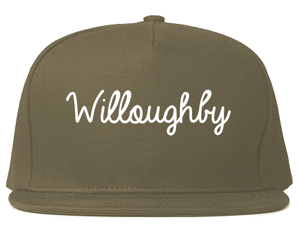 Willoughby Ohio OH Script Mens Snapback Hat Grey