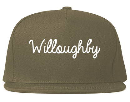 Willoughby Ohio OH Script Mens Snapback Hat Grey