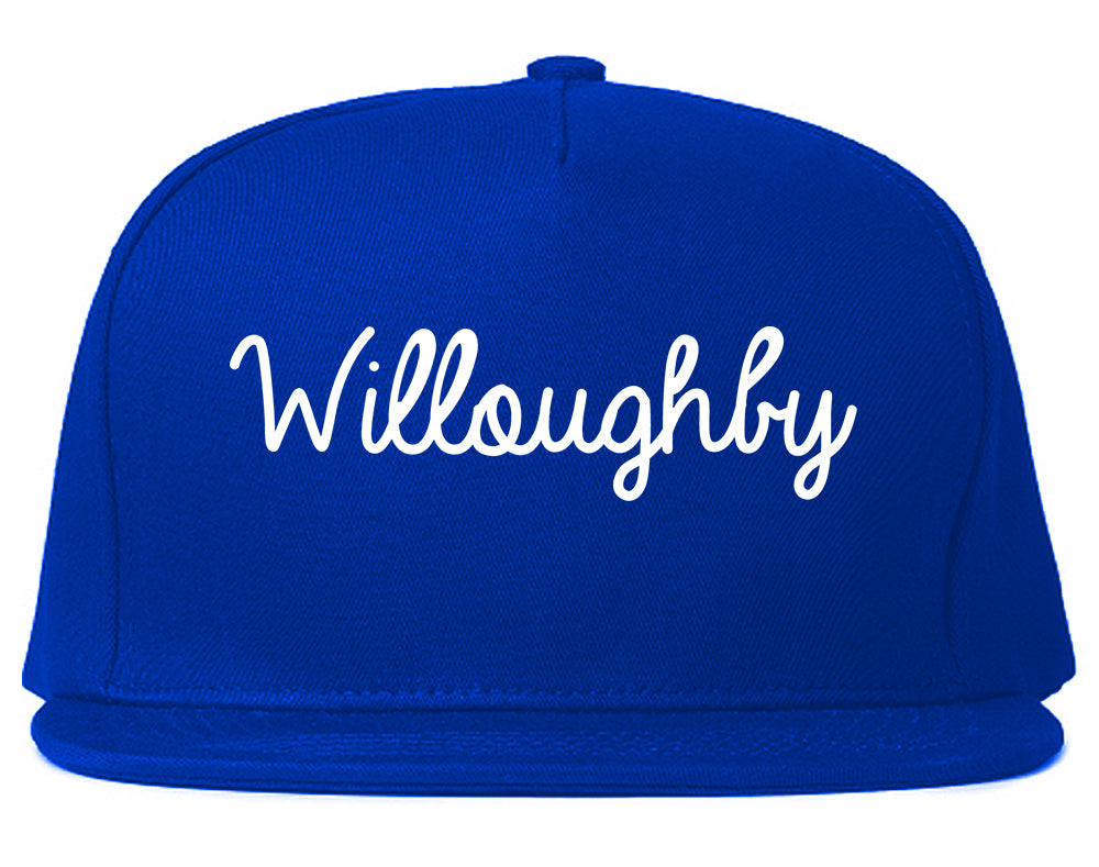 Willoughby Ohio OH Script Mens Snapback Hat Royal Blue