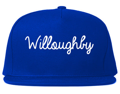 Willoughby Ohio OH Script Mens Snapback Hat Royal Blue